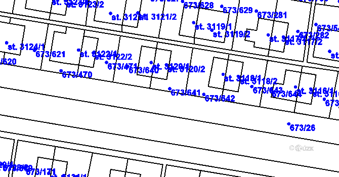 Parcela st. 673/641 v KÚ Zlín, Katastrální mapa