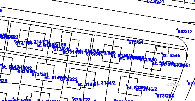 Parcela st. 673/648 v KÚ Zlín, Katastrální mapa