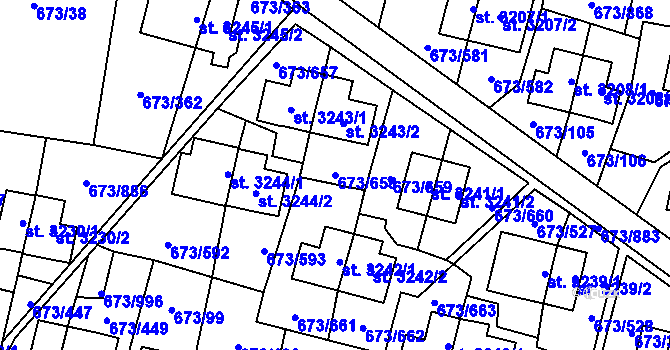 Parcela st. 673/658 v KÚ Zlín, Katastrální mapa