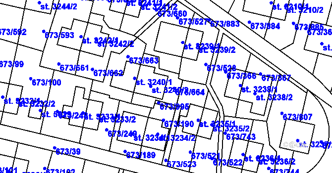 Parcela st. 673/664 v KÚ Zlín, Katastrální mapa