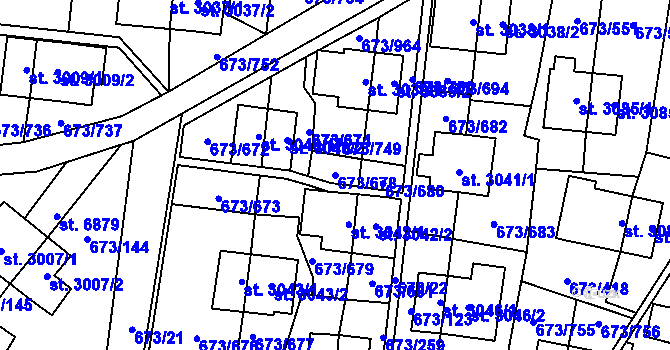 Parcela st. 673/678 v KÚ Zlín, Katastrální mapa