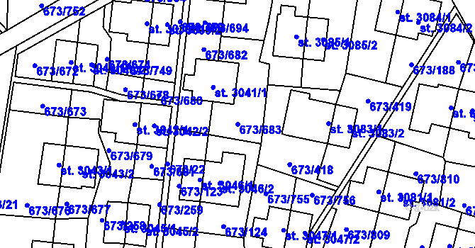 Parcela st. 673/683 v KÚ Zlín, Katastrální mapa
