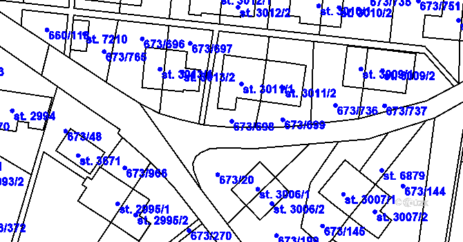 Parcela st. 673/698 v KÚ Zlín, Katastrální mapa