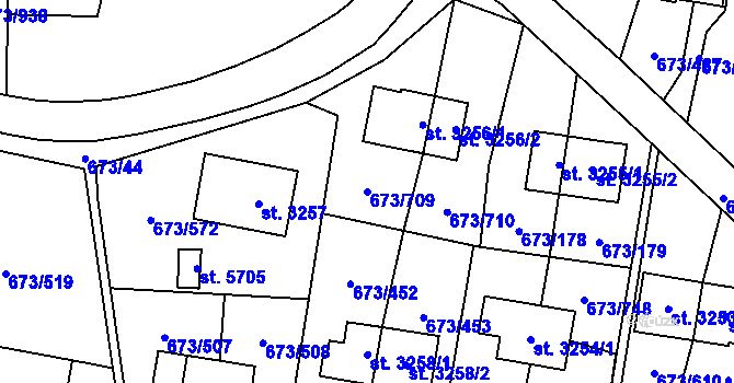 Parcela st. 673/709 v KÚ Zlín, Katastrální mapa