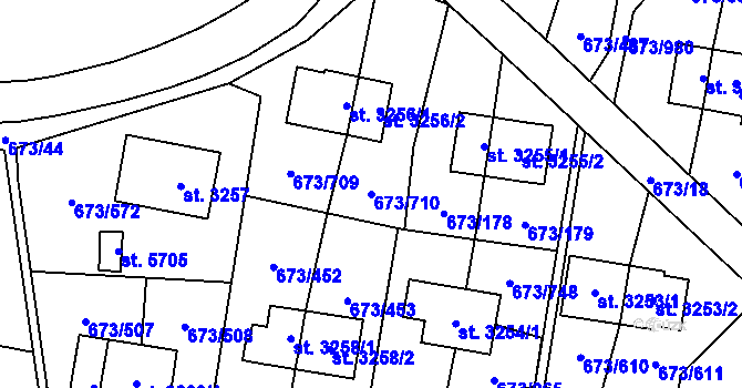 Parcela st. 673/710 v KÚ Zlín, Katastrální mapa