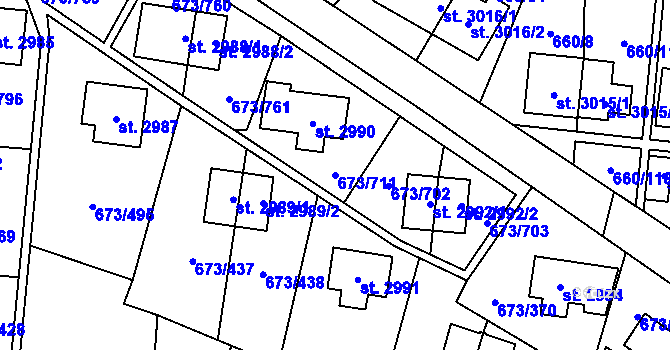 Parcela st. 673/711 v KÚ Zlín, Katastrální mapa