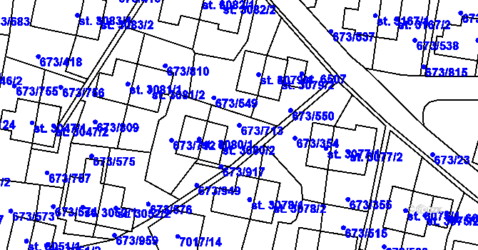 Parcela st. 673/713 v KÚ Zlín, Katastrální mapa