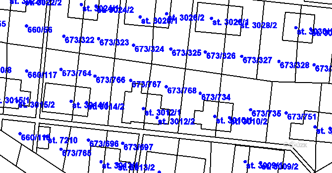 Parcela st. 673/768 v KÚ Zlín, Katastrální mapa