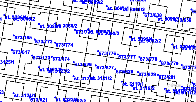 Parcela st. 673/776 v KÚ Zlín, Katastrální mapa
