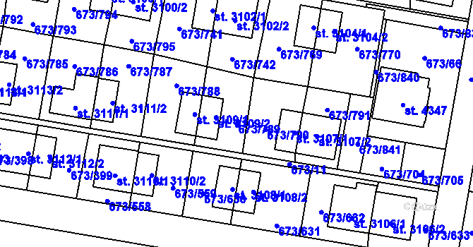 Parcela st. 673/789 v KÚ Zlín, Katastrální mapa