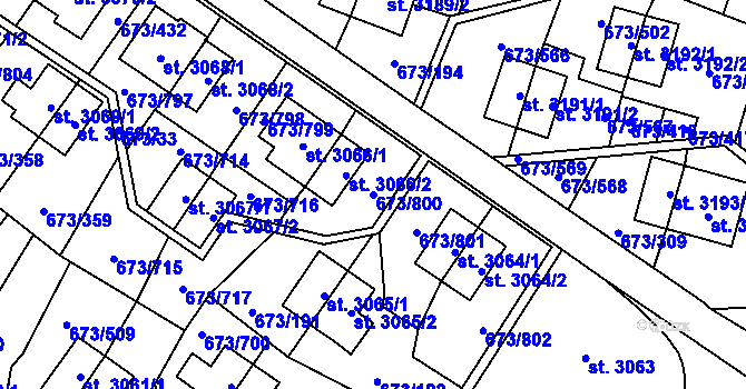 Parcela st. 673/800 v KÚ Zlín, Katastrální mapa