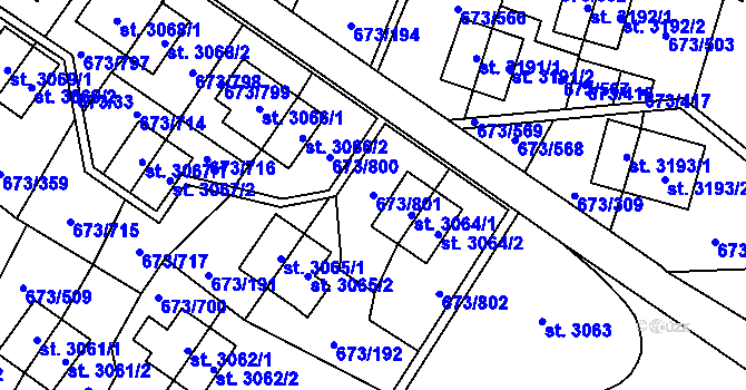 Parcela st. 673/801 v KÚ Zlín, Katastrální mapa