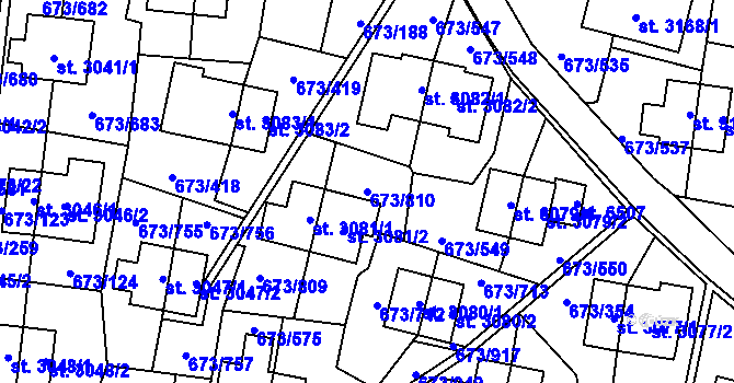 Parcela st. 673/810 v KÚ Zlín, Katastrální mapa