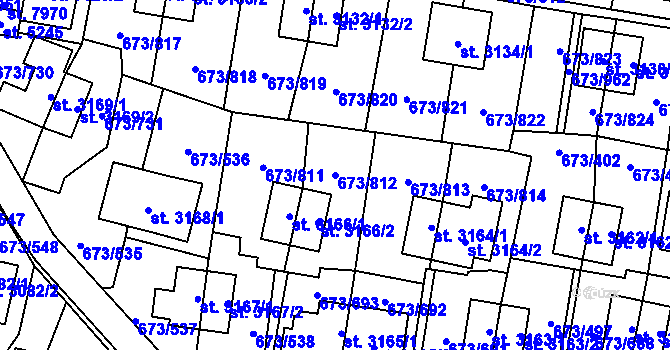 Parcela st. 673/812 v KÚ Zlín, Katastrální mapa