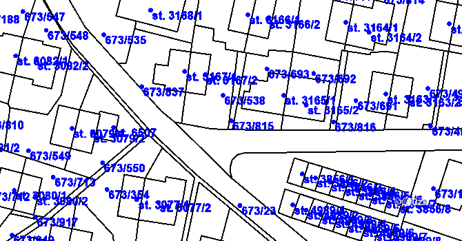 Parcela st. 673/815 v KÚ Zlín, Katastrální mapa