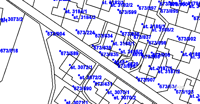 Parcela st. 673/835 v KÚ Zlín, Katastrální mapa