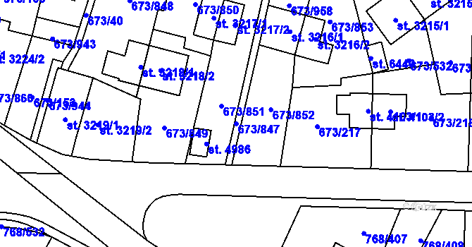 Parcela st. 673/847 v KÚ Zlín, Katastrální mapa