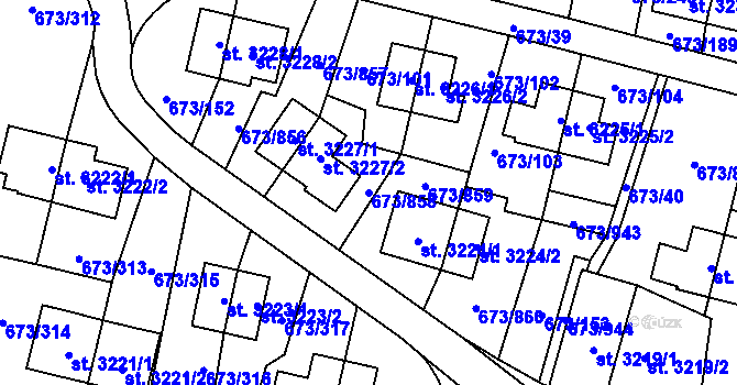 Parcela st. 673/858 v KÚ Zlín, Katastrální mapa