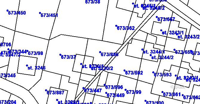 Parcela st. 673/886 v KÚ Zlín, Katastrální mapa