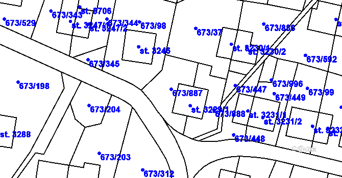 Parcela st. 673/887 v KÚ Zlín, Katastrální mapa