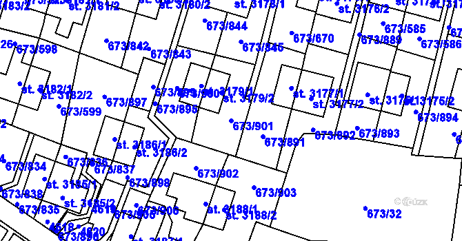 Parcela st. 673/901 v KÚ Zlín, Katastrální mapa