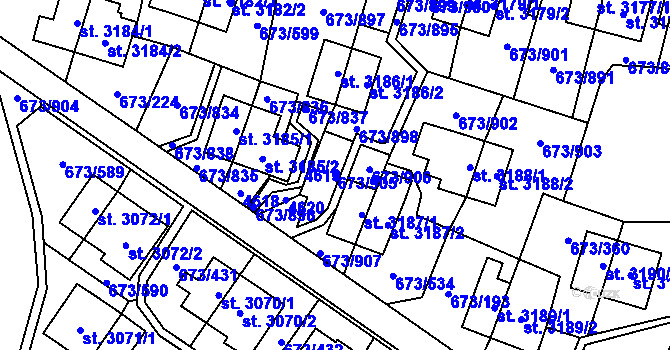 Parcela st. 673/905 v KÚ Zlín, Katastrální mapa