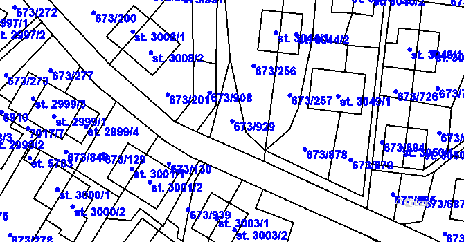 Parcela st. 673/929 v KÚ Zlín, Katastrální mapa