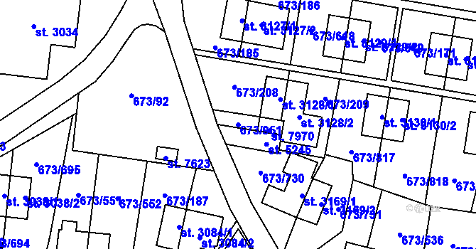 Parcela st. 673/951 v KÚ Zlín, Katastrální mapa