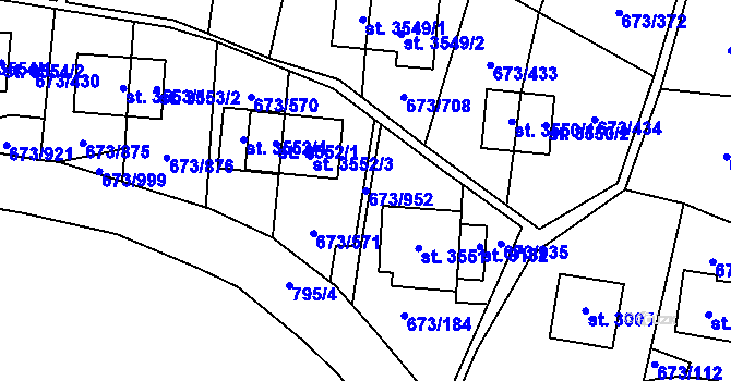 Parcela st. 673/952 v KÚ Zlín, Katastrální mapa