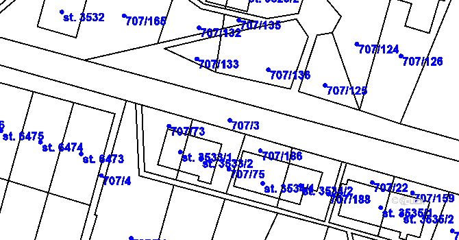 Parcela st. 707/3 v KÚ Zlín, Katastrální mapa