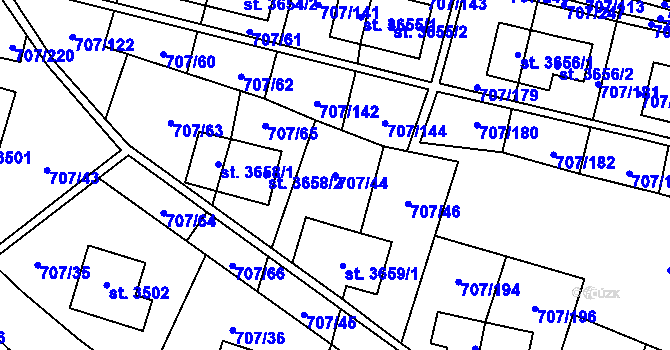 Parcela st. 707/44 v KÚ Zlín, Katastrální mapa