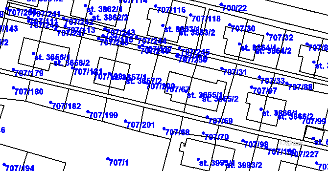 Parcela st. 707/67 v KÚ Zlín, Katastrální mapa