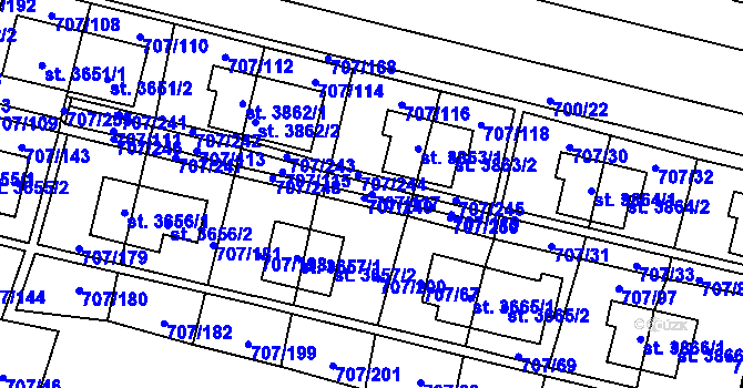 Parcela st. 707/117 v KÚ Zlín, Katastrální mapa