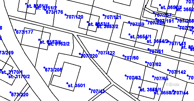 Parcela st. 707/122 v KÚ Zlín, Katastrální mapa
