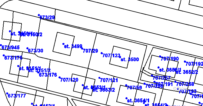 Parcela st. 707/123 v KÚ Zlín, Katastrální mapa