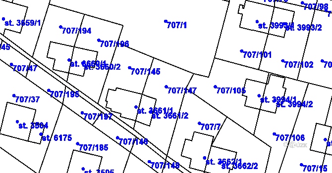 Parcela st. 707/147 v KÚ Zlín, Katastrální mapa