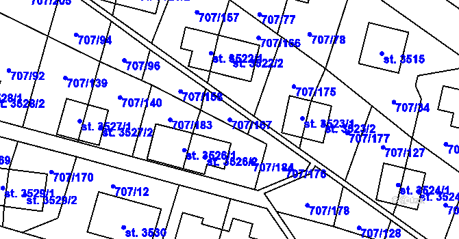 Parcela st. 707/167 v KÚ Zlín, Katastrální mapa