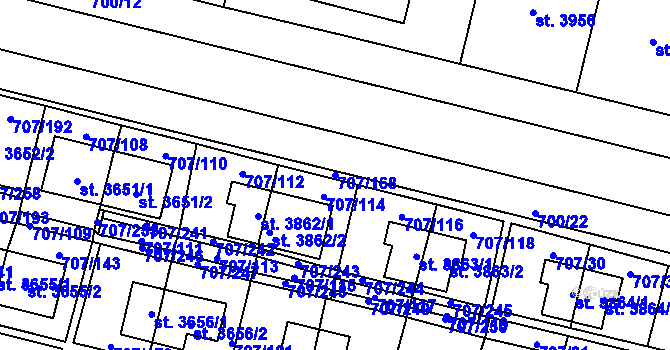 Parcela st. 707/168 v KÚ Zlín, Katastrální mapa
