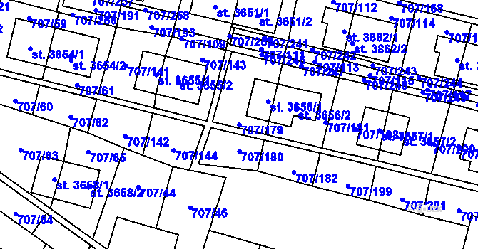 Parcela st. 707/179 v KÚ Zlín, Katastrální mapa