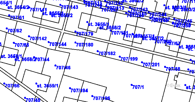 Parcela st. 707/182 v KÚ Zlín, Katastrální mapa