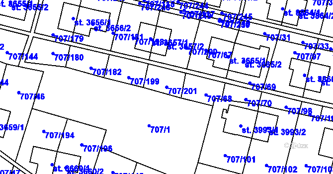 Parcela st. 707/201 v KÚ Zlín, Katastrální mapa
