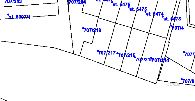 Parcela st. 707/217 v KÚ Zlín, Katastrální mapa