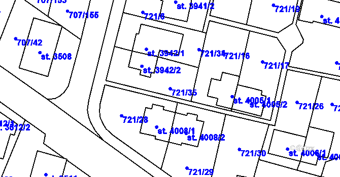 Parcela st. 721/35 v KÚ Zlín, Katastrální mapa