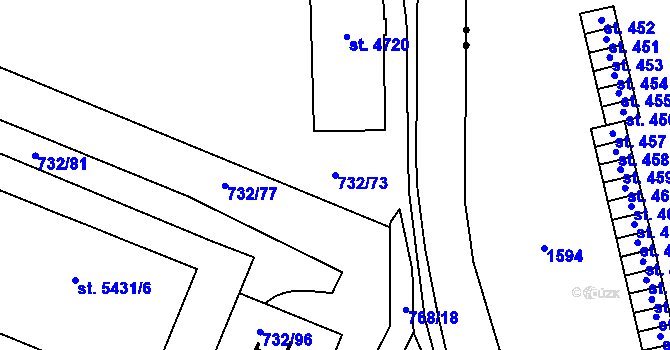 Parcela st. 732/73 v KÚ Zlín, Katastrální mapa