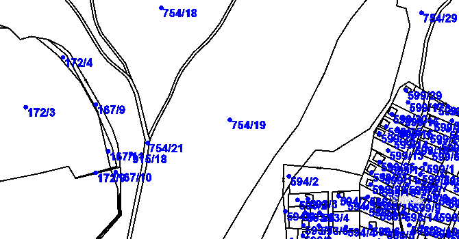 Parcela st. 754/19 v KÚ Zlín, Katastrální mapa