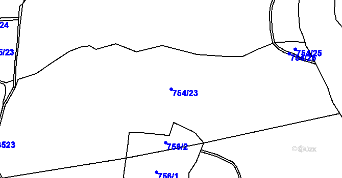 Parcela st. 754/23 v KÚ Zlín, Katastrální mapa