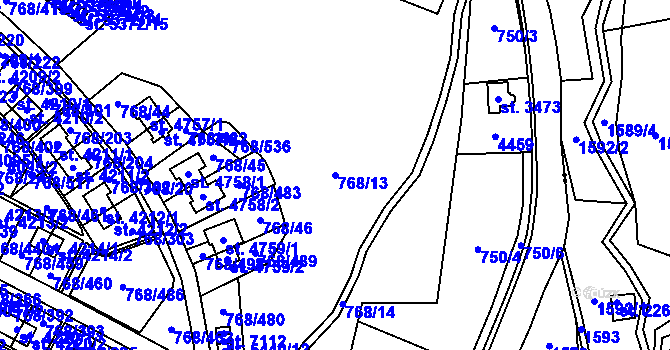 Parcela st. 768/13 v KÚ Zlín, Katastrální mapa