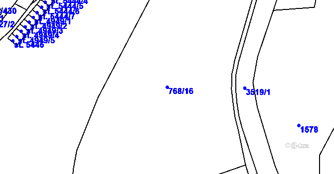 Parcela st. 768/16 v KÚ Zlín, Katastrální mapa