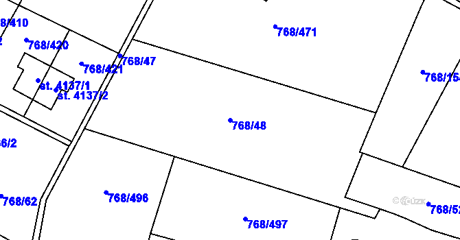 Parcela st. 768/48 v KÚ Zlín, Katastrální mapa