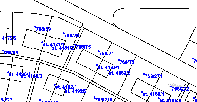 Parcela st. 768/71 v KÚ Zlín, Katastrální mapa